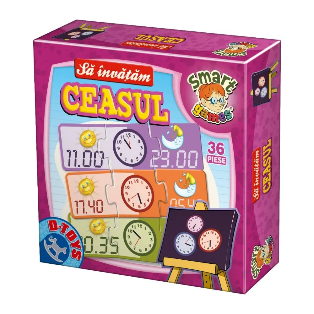 Joc Educativ Sa Invatam Ceasul, 1 cutie - D-Toys
