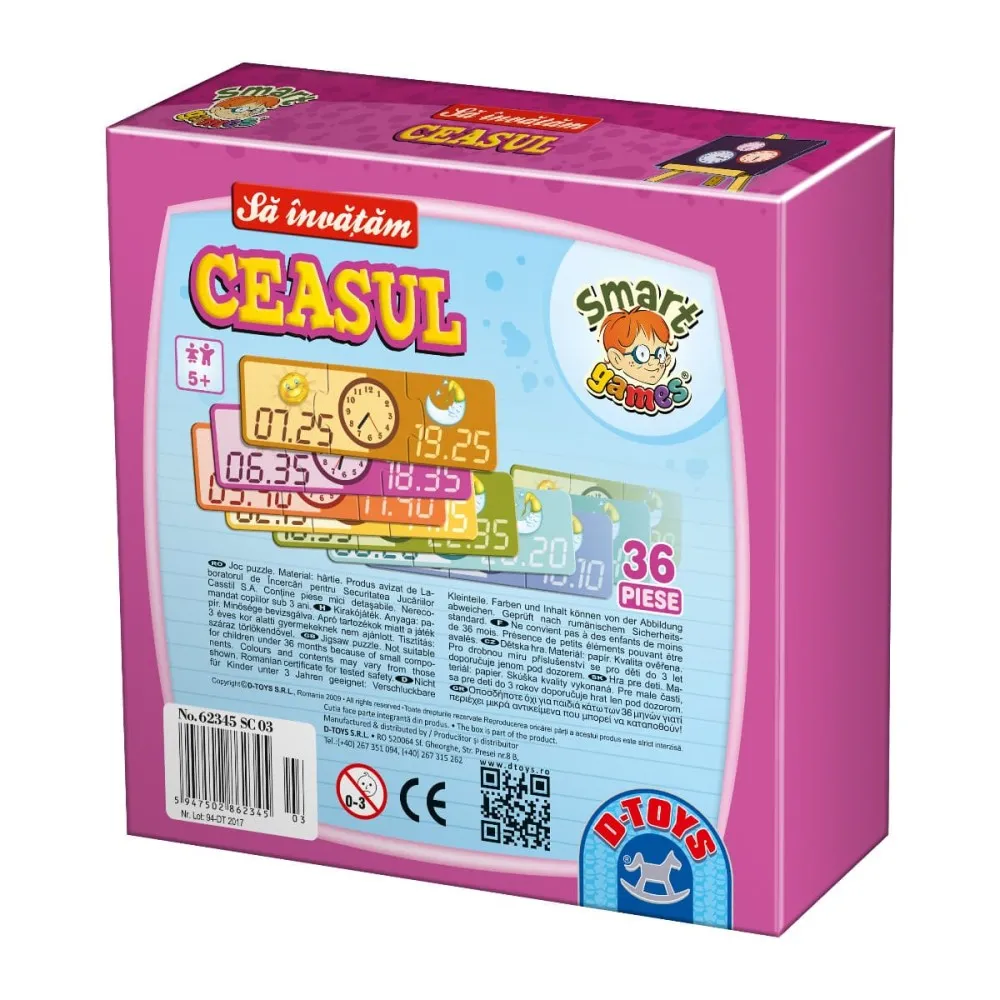 Joc Educativ Sa Invatam Ceasul, 1 cutie - D-Toys
