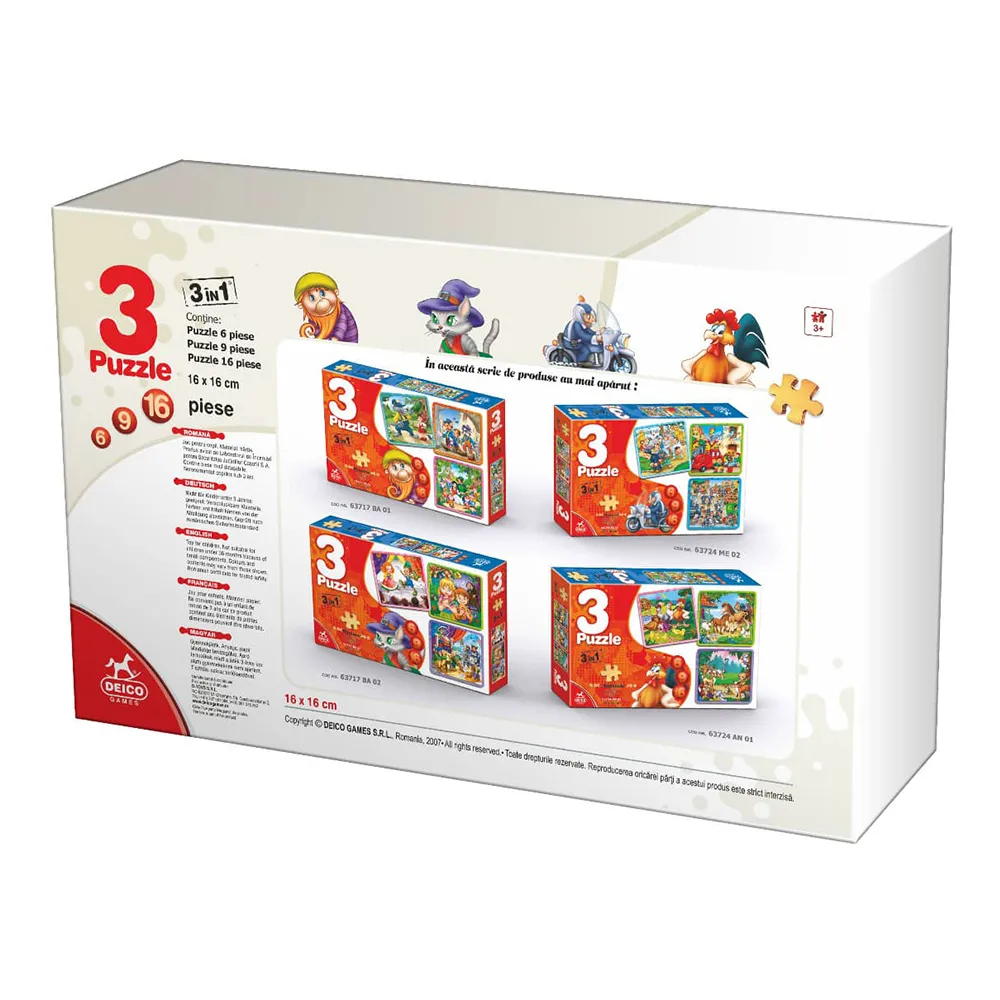 Jos Set 3 Puzzle cu Meserii, 3 in 1 -D-Toys