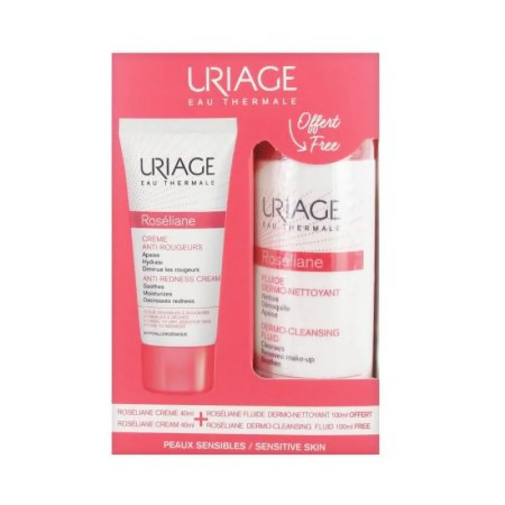 Kit Roseliane Crema anti-roseata, 40 ml + Fluid de curatare, 100 ml, Uriage