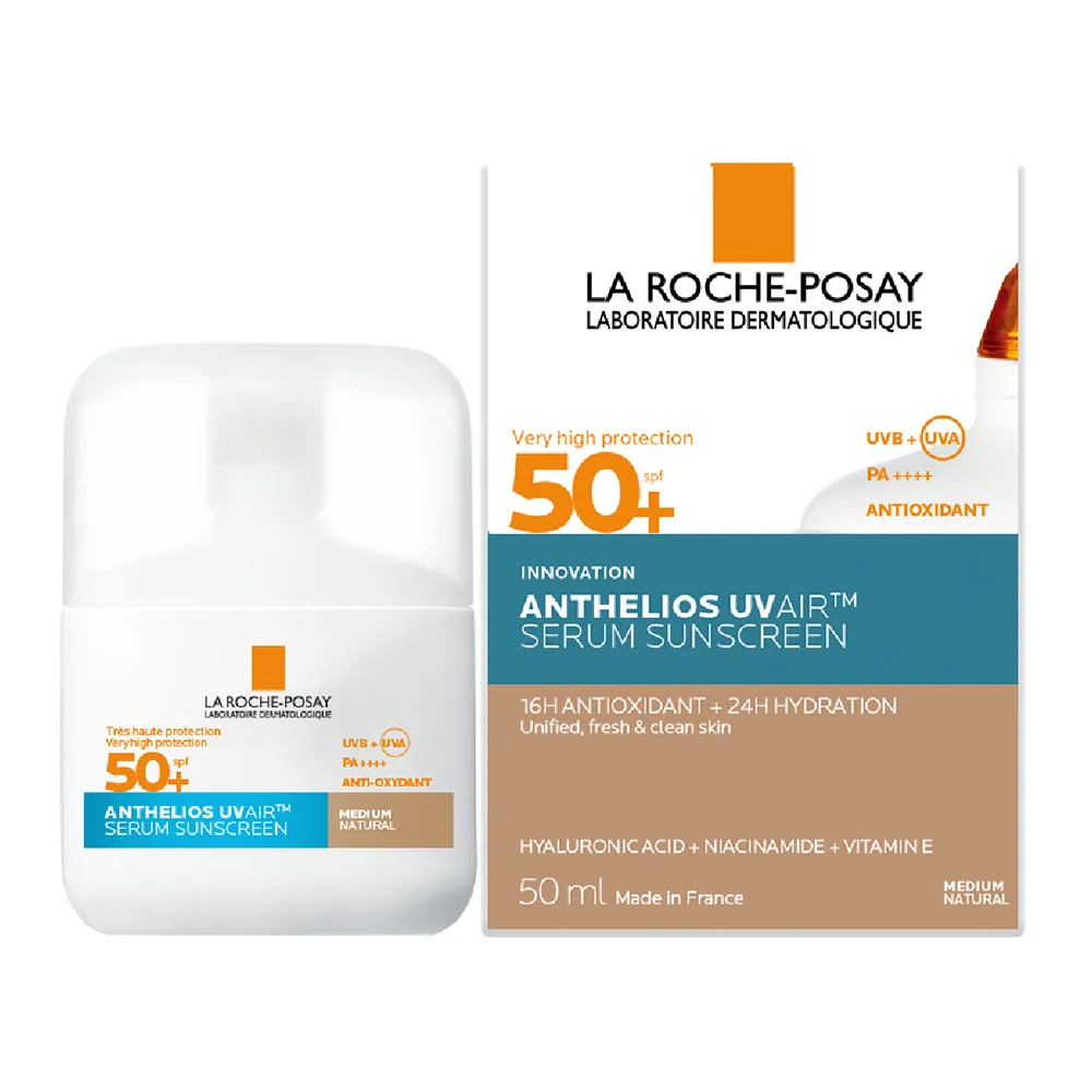 Serum ten cu protectie solara SPF 50+ Nuanta Medium Natural Anthelios UVAir, 50 ml, La Roche-Posay