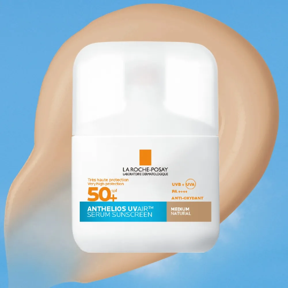 Serum ten cu protectie solara SPF 50+ Nuanta Medium Natural Anthelios UVAir, 50 ml, La Roche-Posay