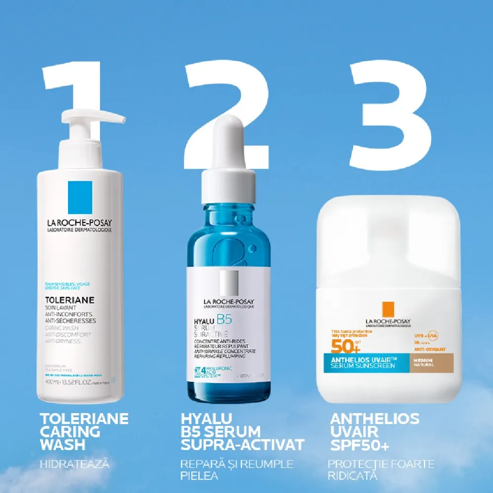 Serum ten cu protectie solara SPF 50+ Nuanta Medium Natural Anthelios UVAir, 50 ml, La Roche-Posay