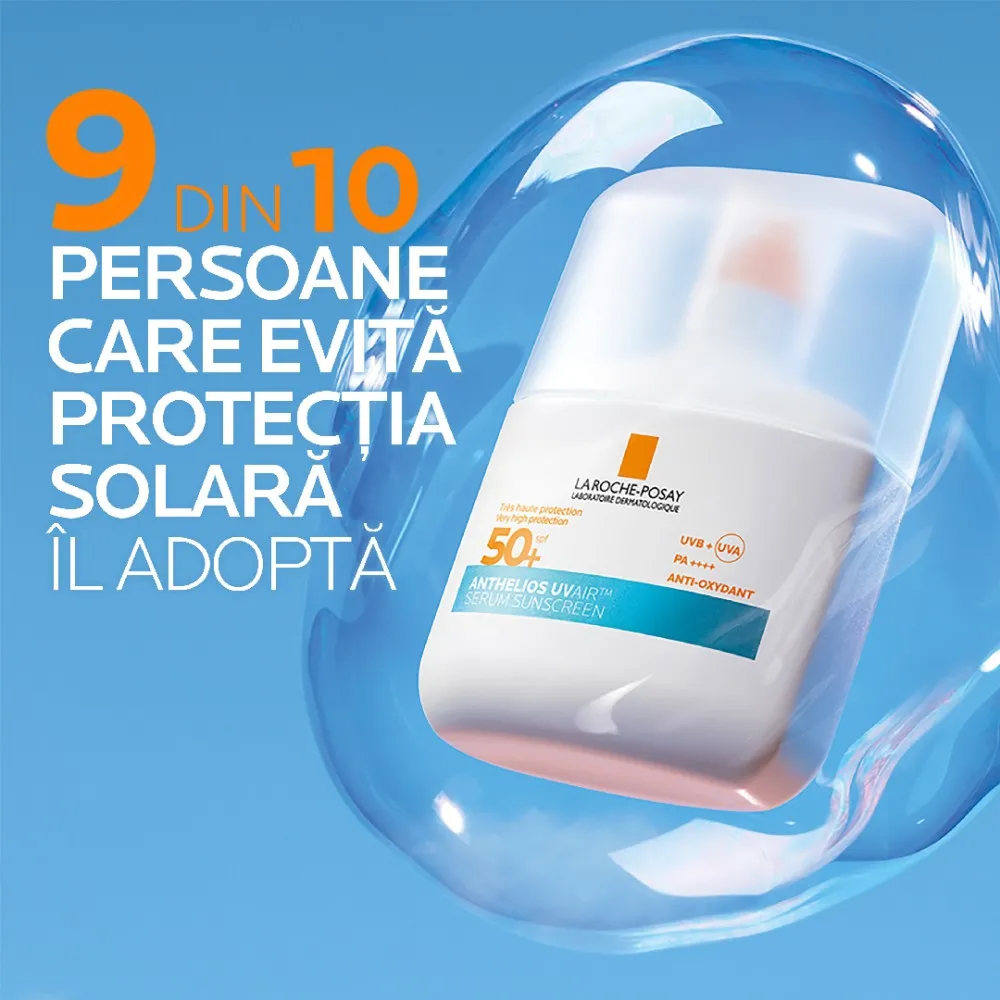 Serum de fata cu protectie solara SPF 50+ Anthelios UVAir, 50 ml, La Roche-Posay