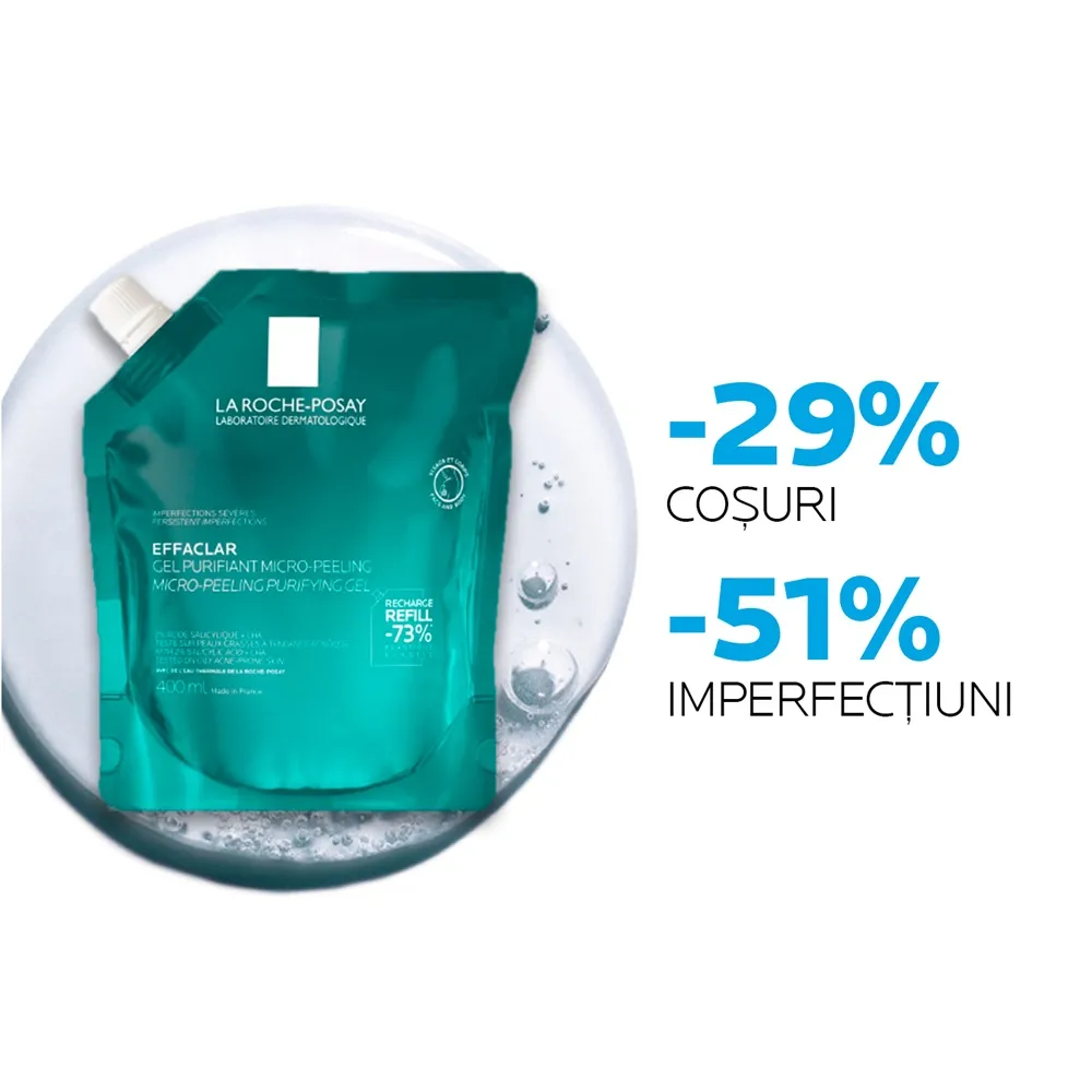 Rezerva Gel purifiant micro-exfoliant pentru imperfectiuni Effaclar, 400 ml, La Roche-Posay