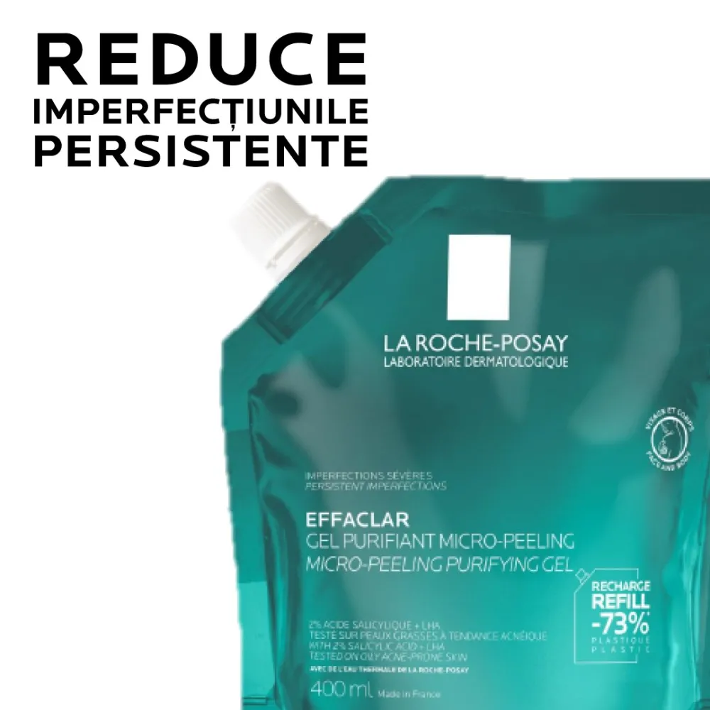 Rezerva Gel purifiant micro-exfoliant pentru imperfectiuni Effaclar, 400 ml, La Roche-Posay