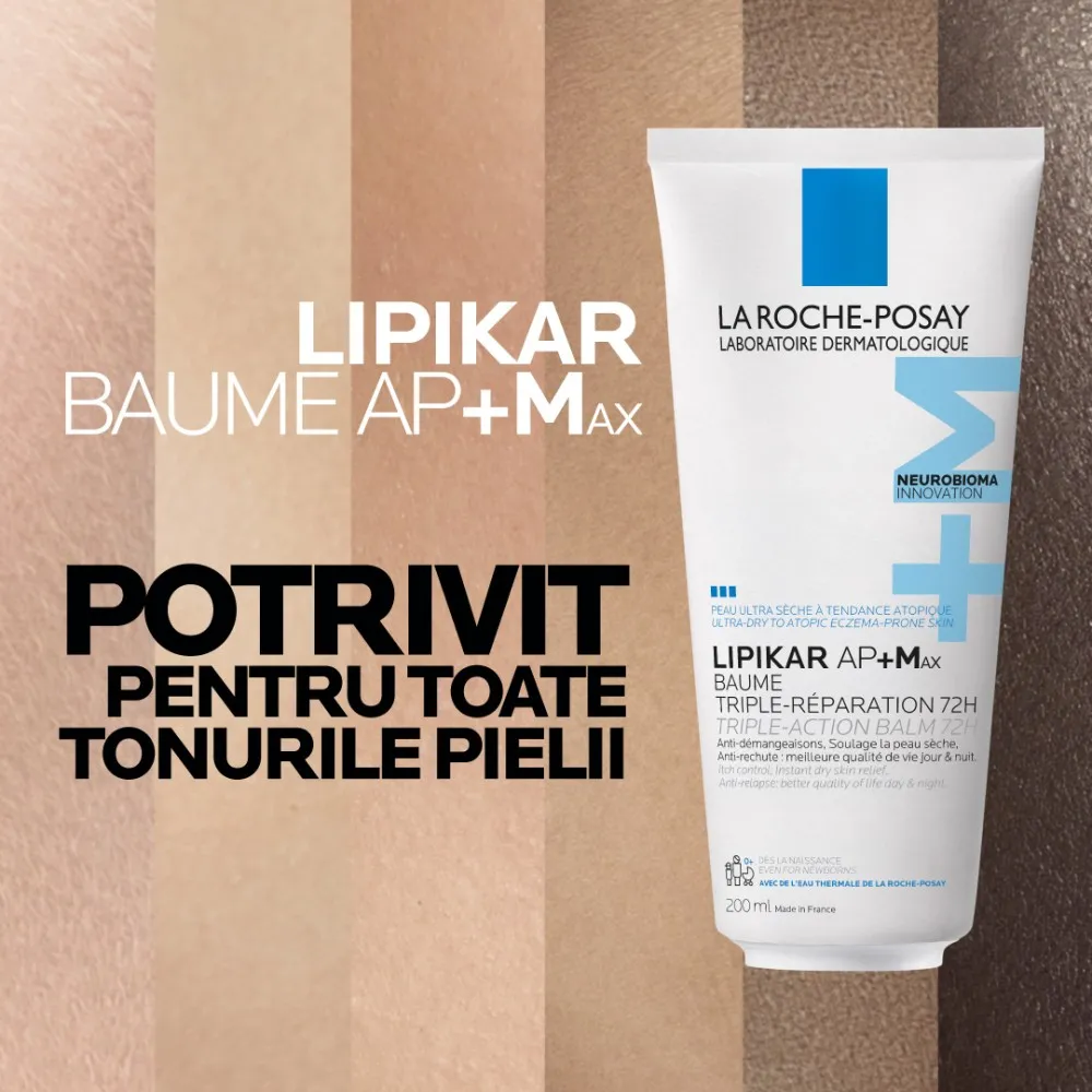 Balsam cu Tripla Actiune 72H Lipikar Baume AP+ Max, 200ml, La Roche Posay