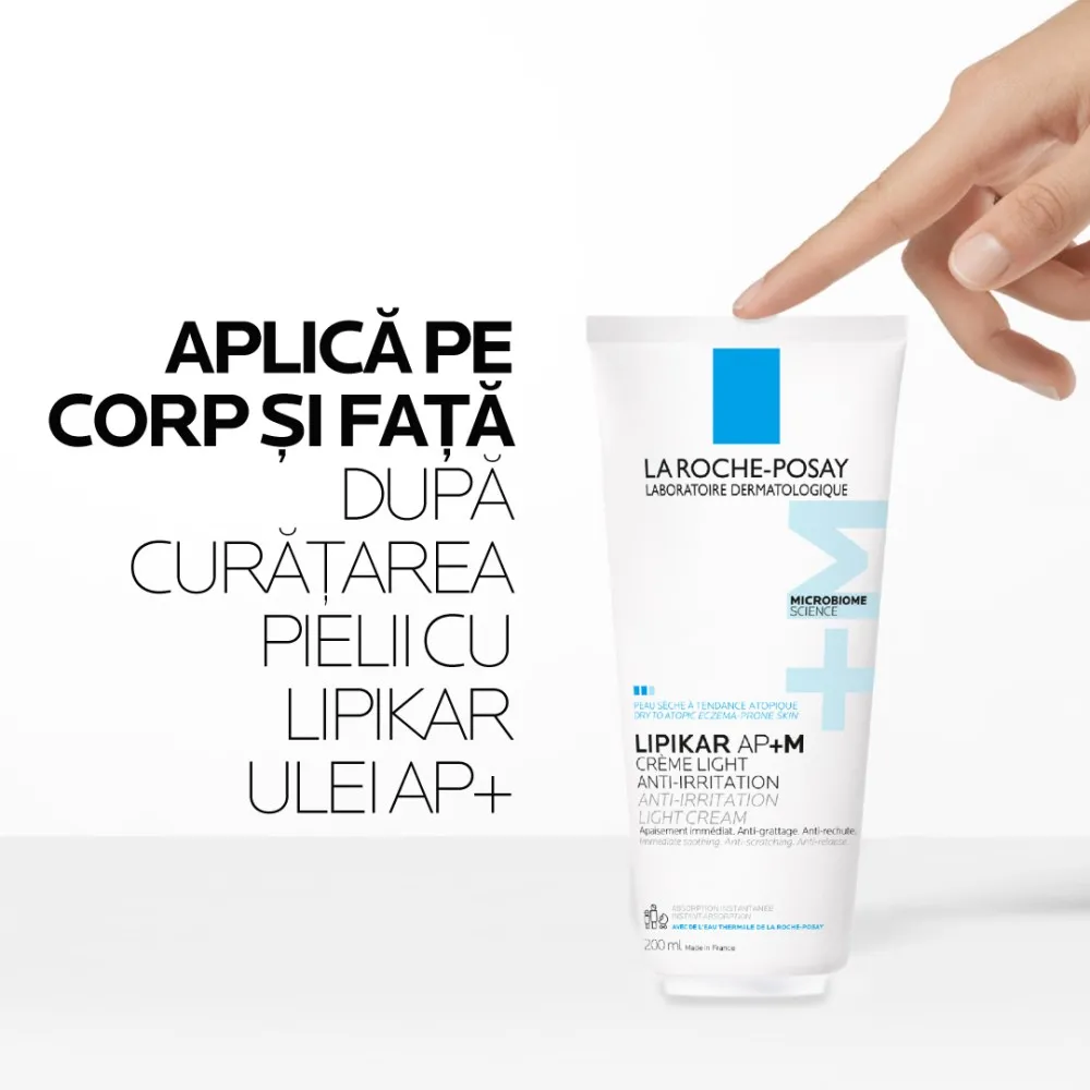 Crema triplu reparatoare cu textura lejera Lipikar Light AP+M, 200 ml, La Roche-Posay