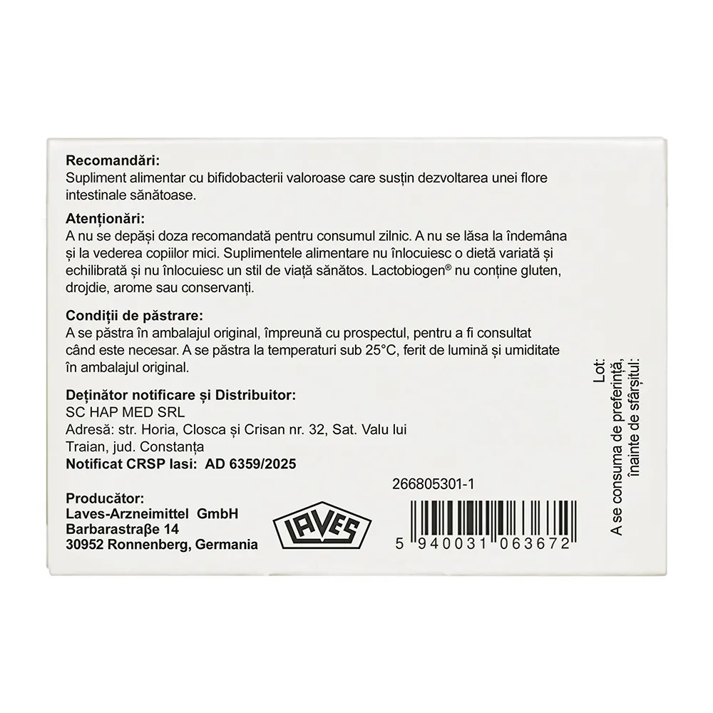 Lactobiogen, 30 capsule, Laves