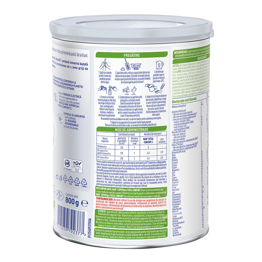 Lapte Praf Nan Expert Pro Total Confort 2, 800g, Nestle