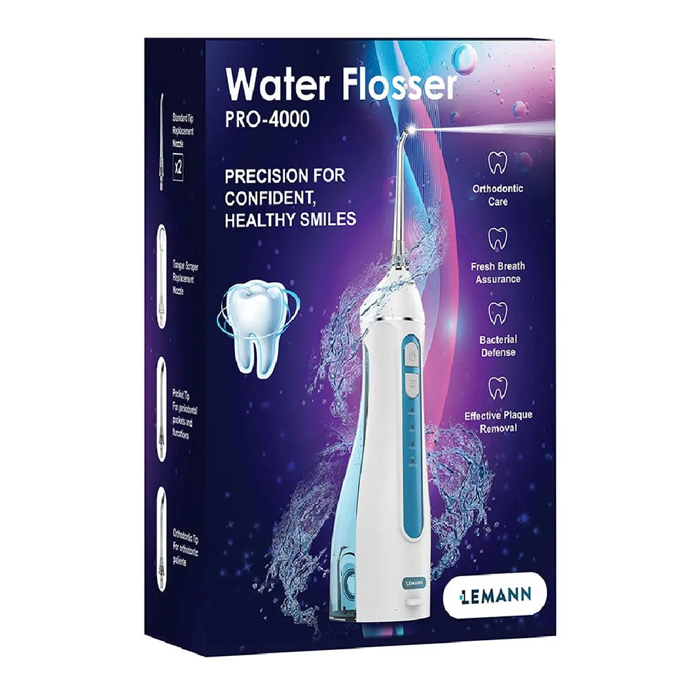 Irigator Oral Profesional Dus Bucal PRO-4000 Portabil Alb-Albastru, Lemann