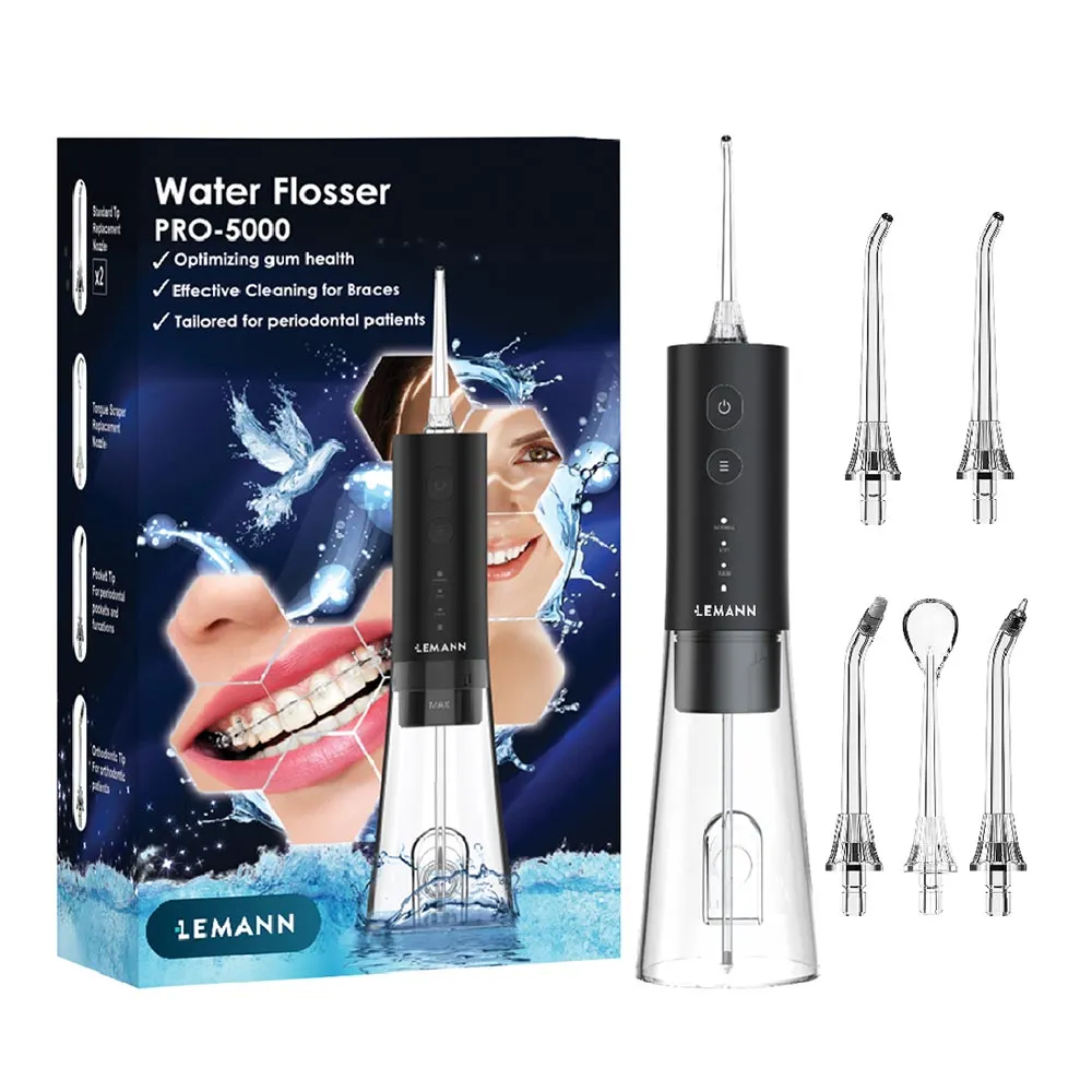 Irigator Oral Profesional Dus Bucal PRO-5000 Portabil Negru, Lemann