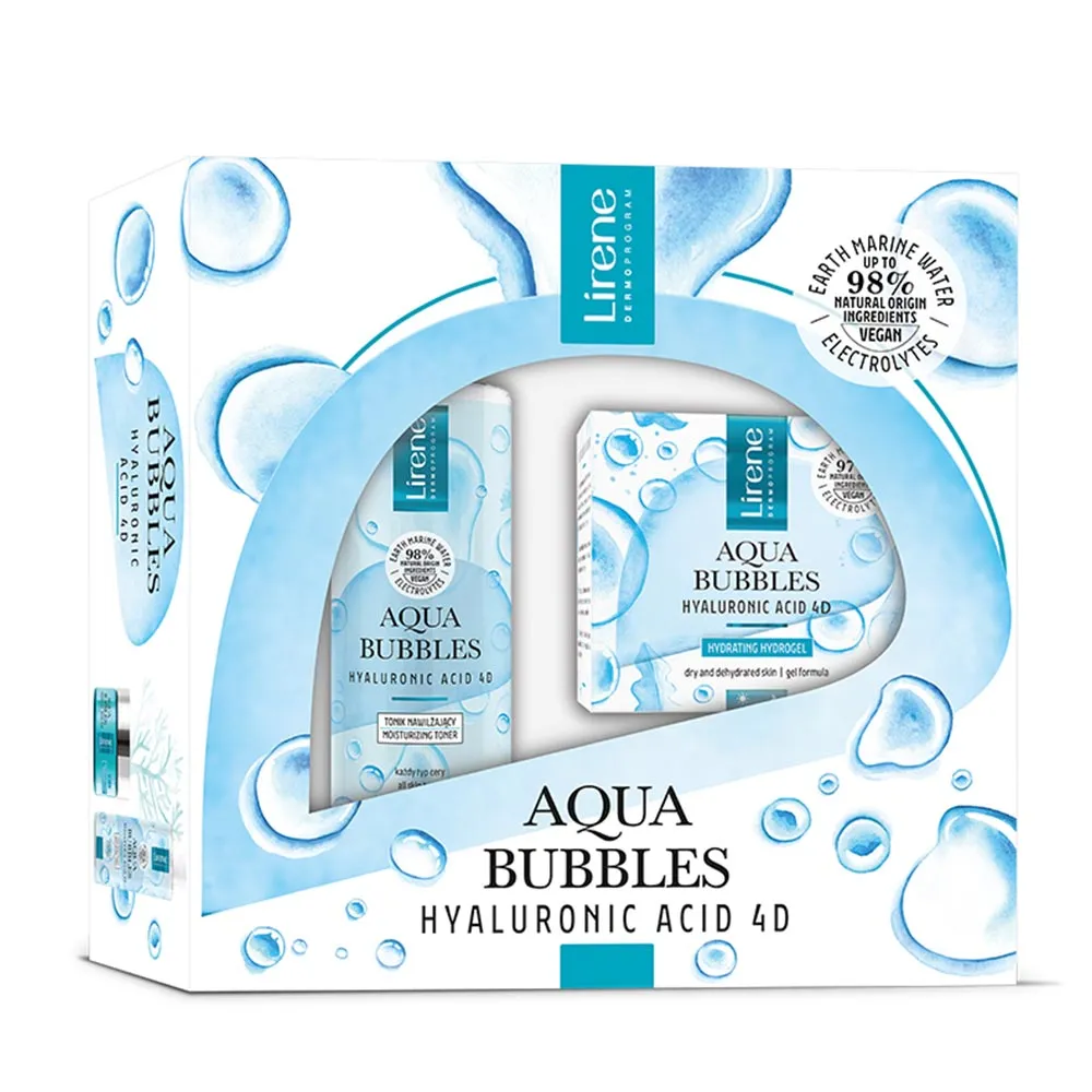 Set Gel Facial Hidratant cu Acid Hyaluronic Aqua Bubbles Hidro, 50ml + Lotiune Tonica, 150ml, Lirene