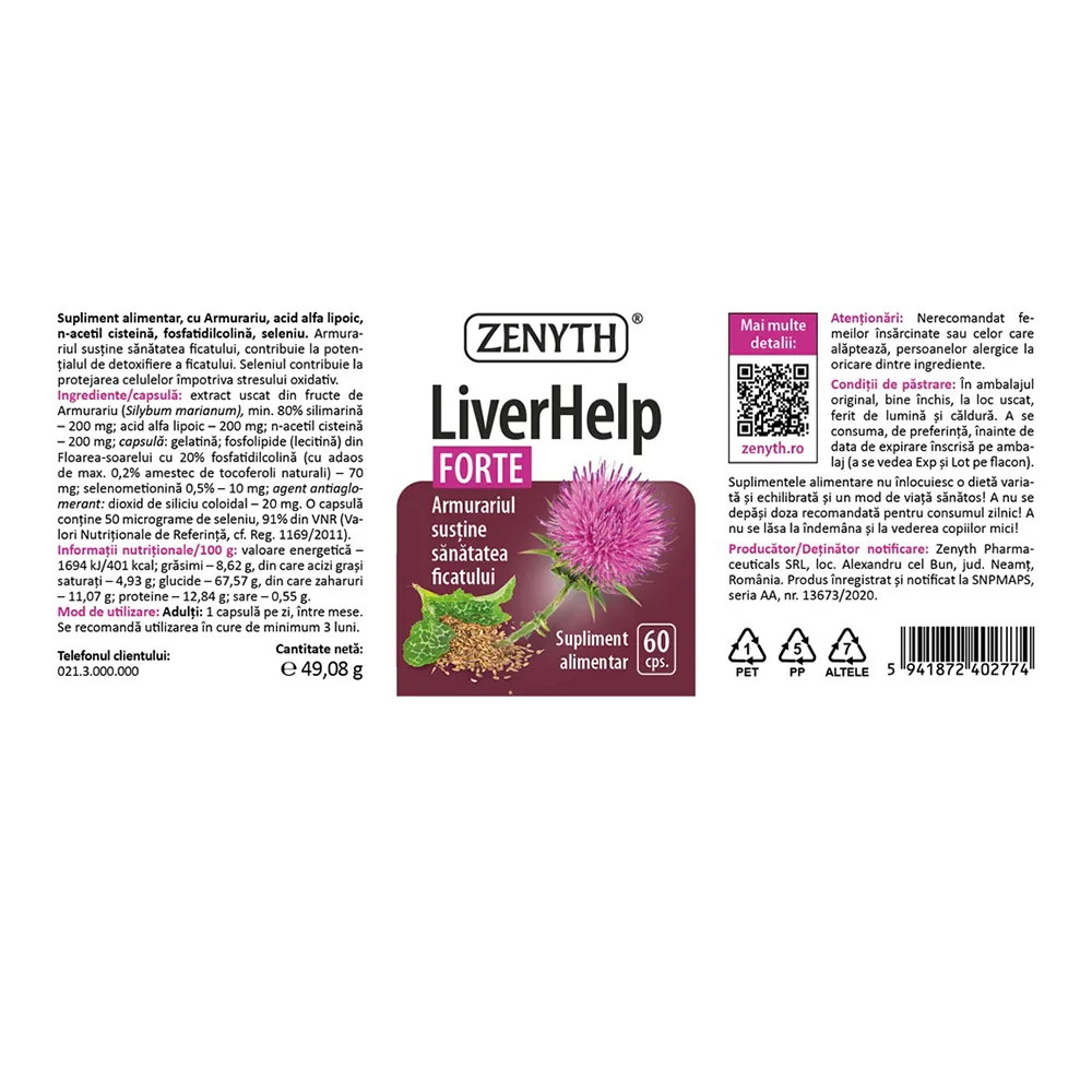 LiverHelp Forte, 60 capsue, Zenyth
