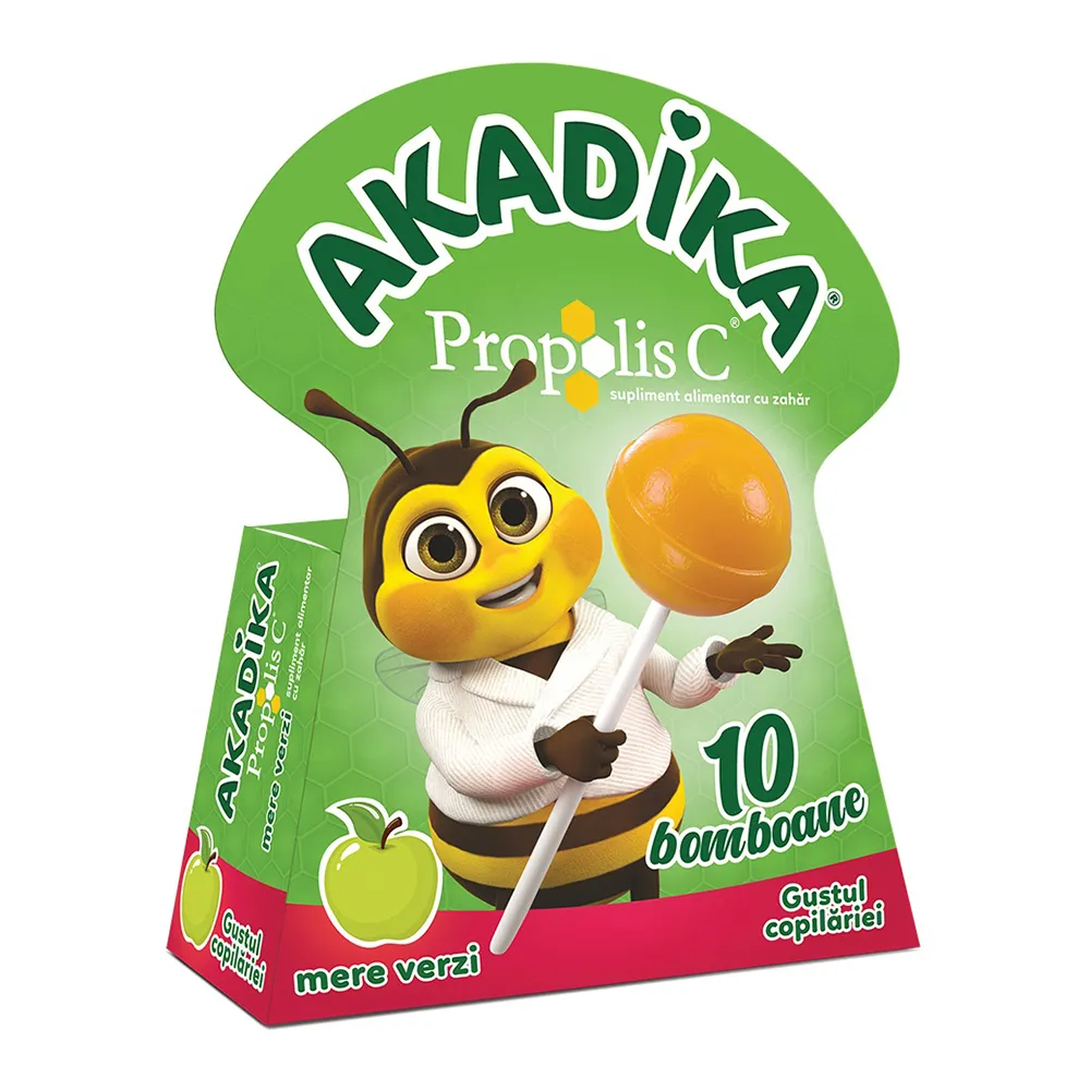 Acadele Akadika Propolis C cu mere verzi, 10 bucati, Fiterman Pharma