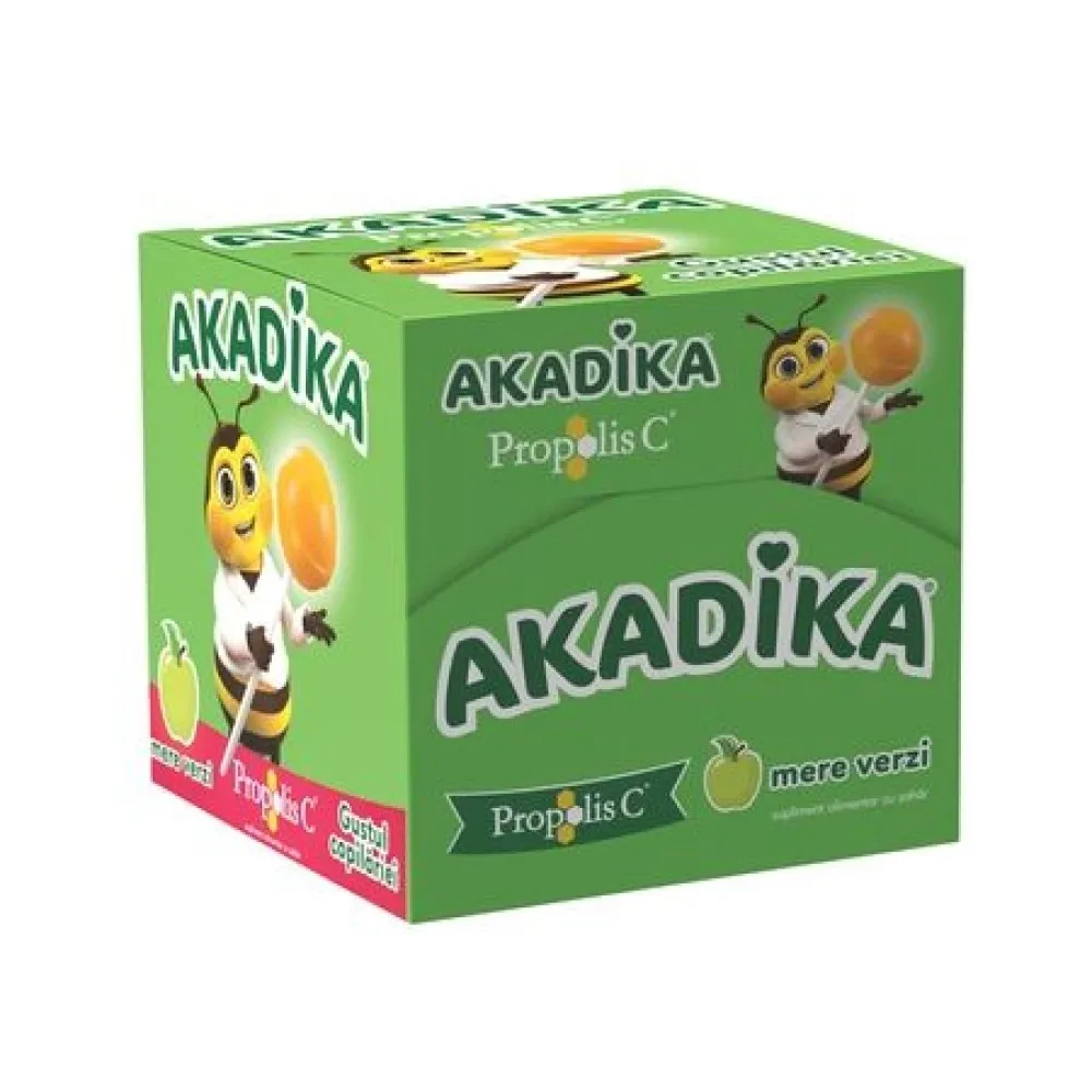 Lollipops Akadika Acadele cu Propolis C Mere Verzi, 50, Fiterman