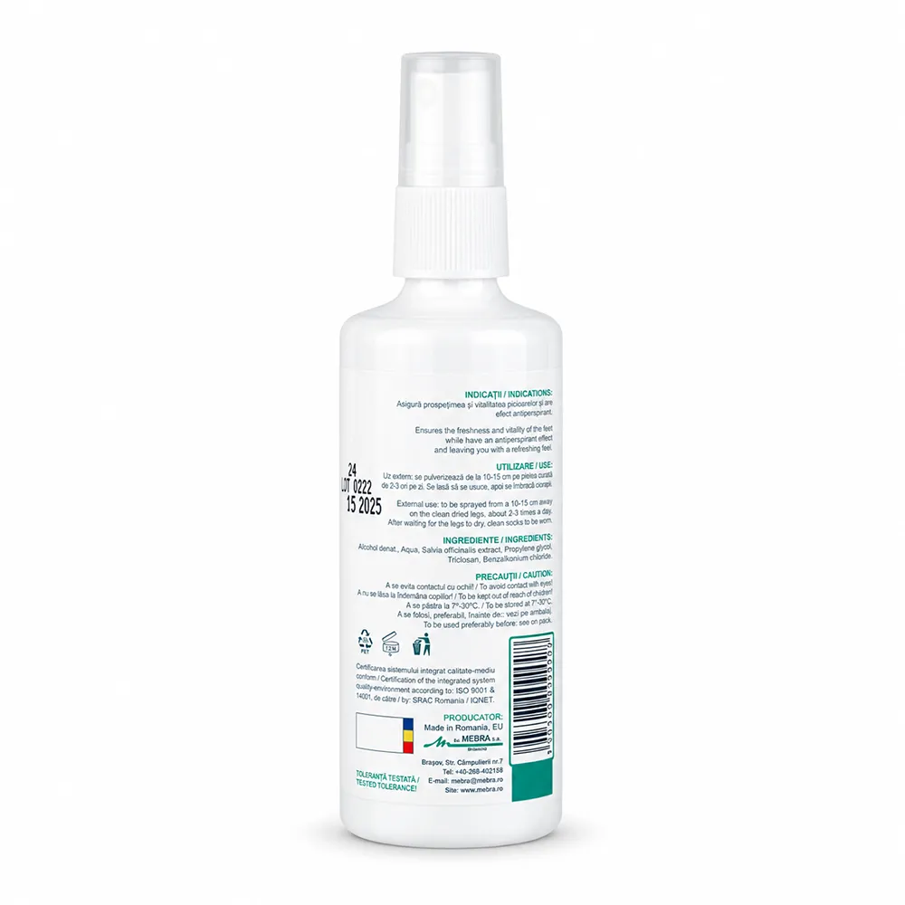 Lotiune antitranspiranta pentru picioare, 100 ml, Mebra