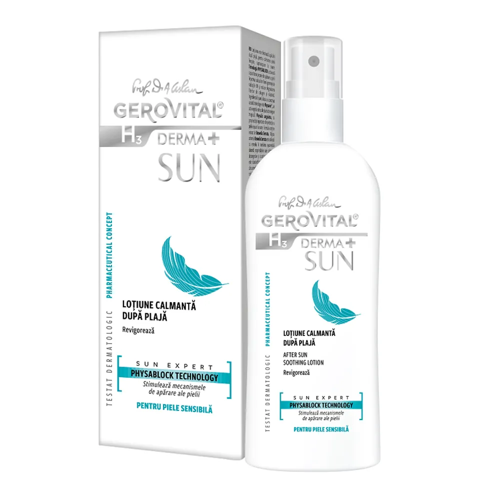 Lotiune calmanta dupa plaja H3 Derma+ Sun, 150 ml, Gerovital