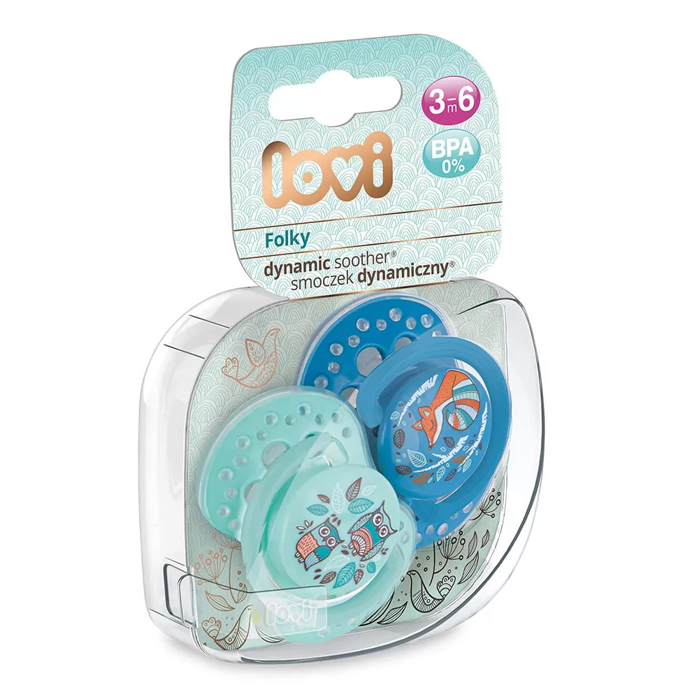 Suzeta Dynamic Folky Silicon Baiat 3-6 luni 22/842, 2 buc, Lovi
