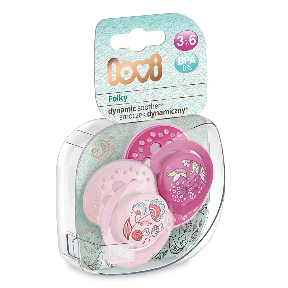 Suzeta Dynamic Folky Silicon Fata 3-6 luni 22/842, 2 buc, Lovi