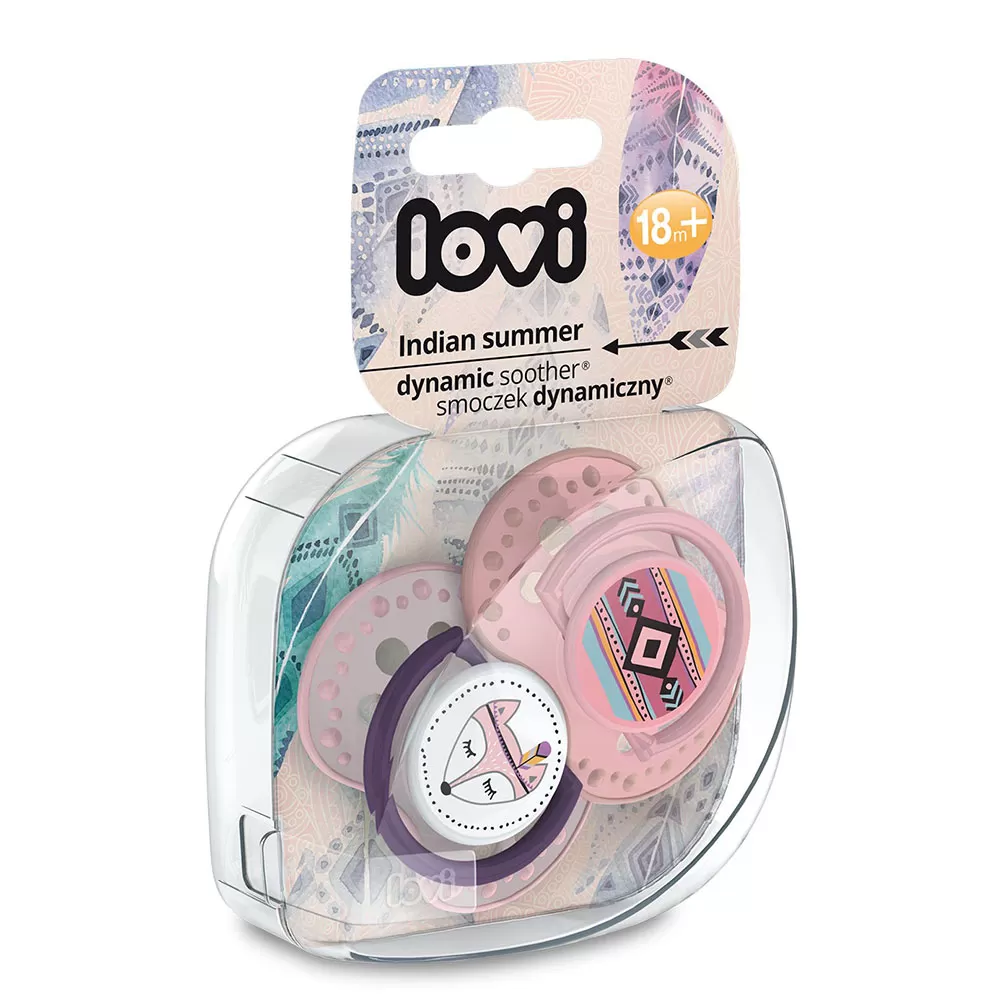 Suzeta din silicon Dynamic Indian Summer pentru fete 18+luni, 2 bucati, Lovi