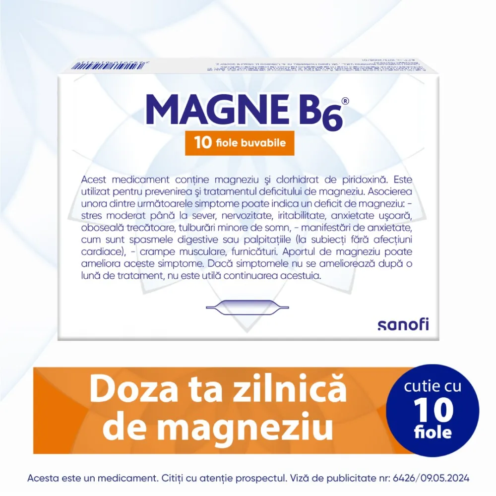 Magne B6, 100 mg/10 mg, 10 fiole, Sanofi