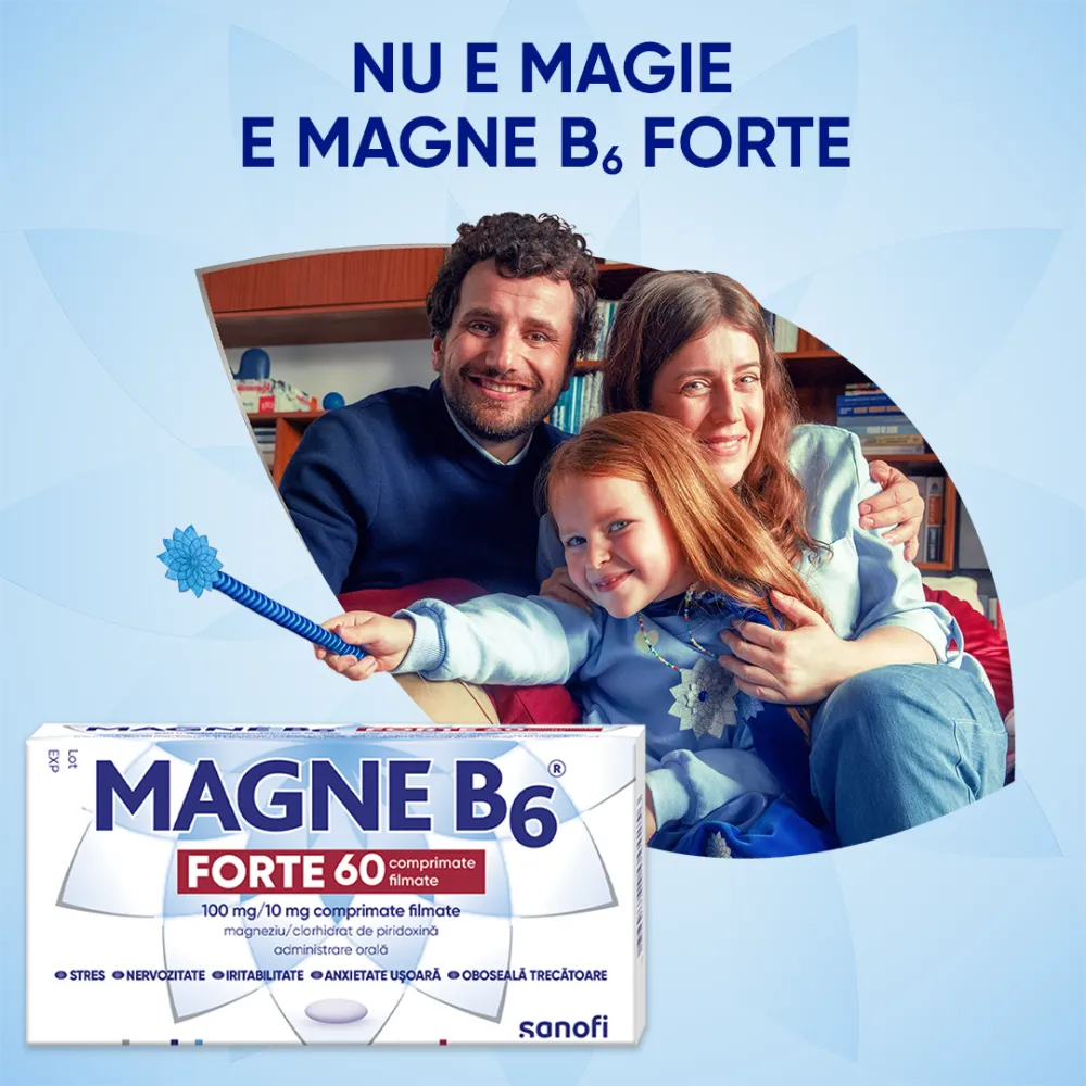 Magne B6 Forte 100mg/10mg, 60 comprimate filmate, Sanofi