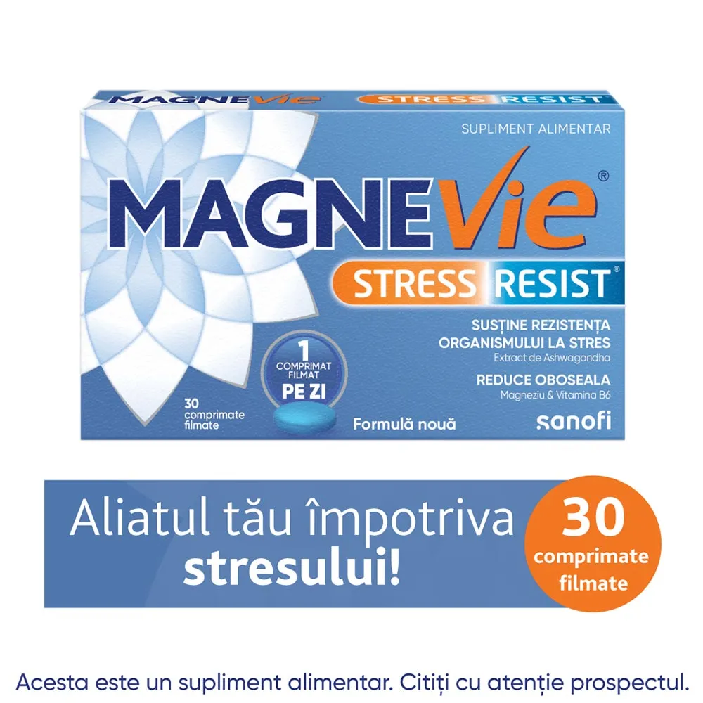 Magnevie Stress Resist Ashwagandha, 30 comprimate filmate, Sanofi
