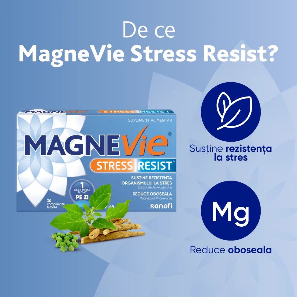 Magnevie Stress Resist Ashwagandha, 30 comprimate filmate, Sanofi