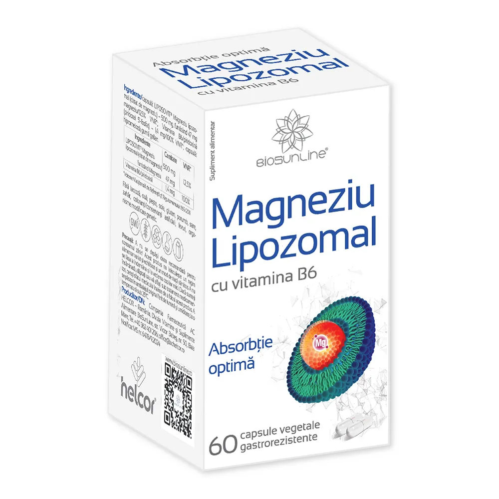 Magneziu Liposomal cu Vitamina B6, 60 capsule, Helcor