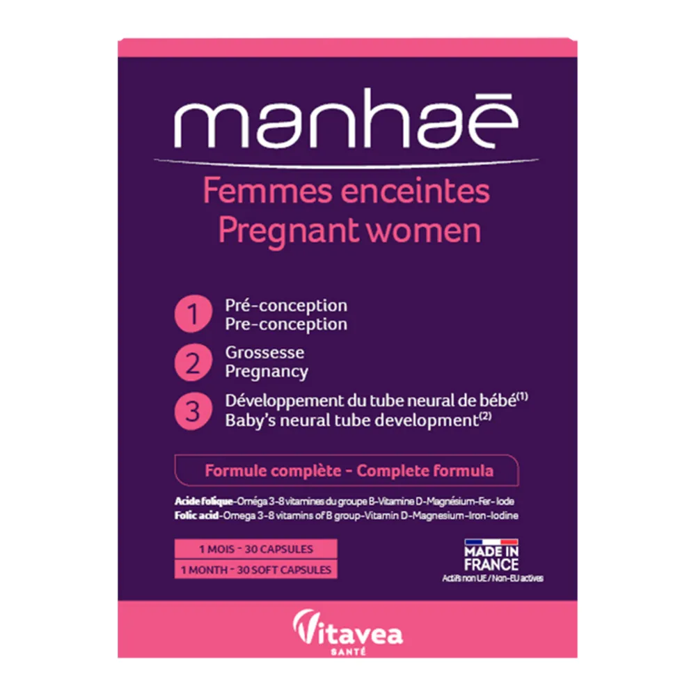 Femmes Enceintes, Pentru Femei Însărcinate, 30 capsule moi – pentru 1 lună, Manhaé