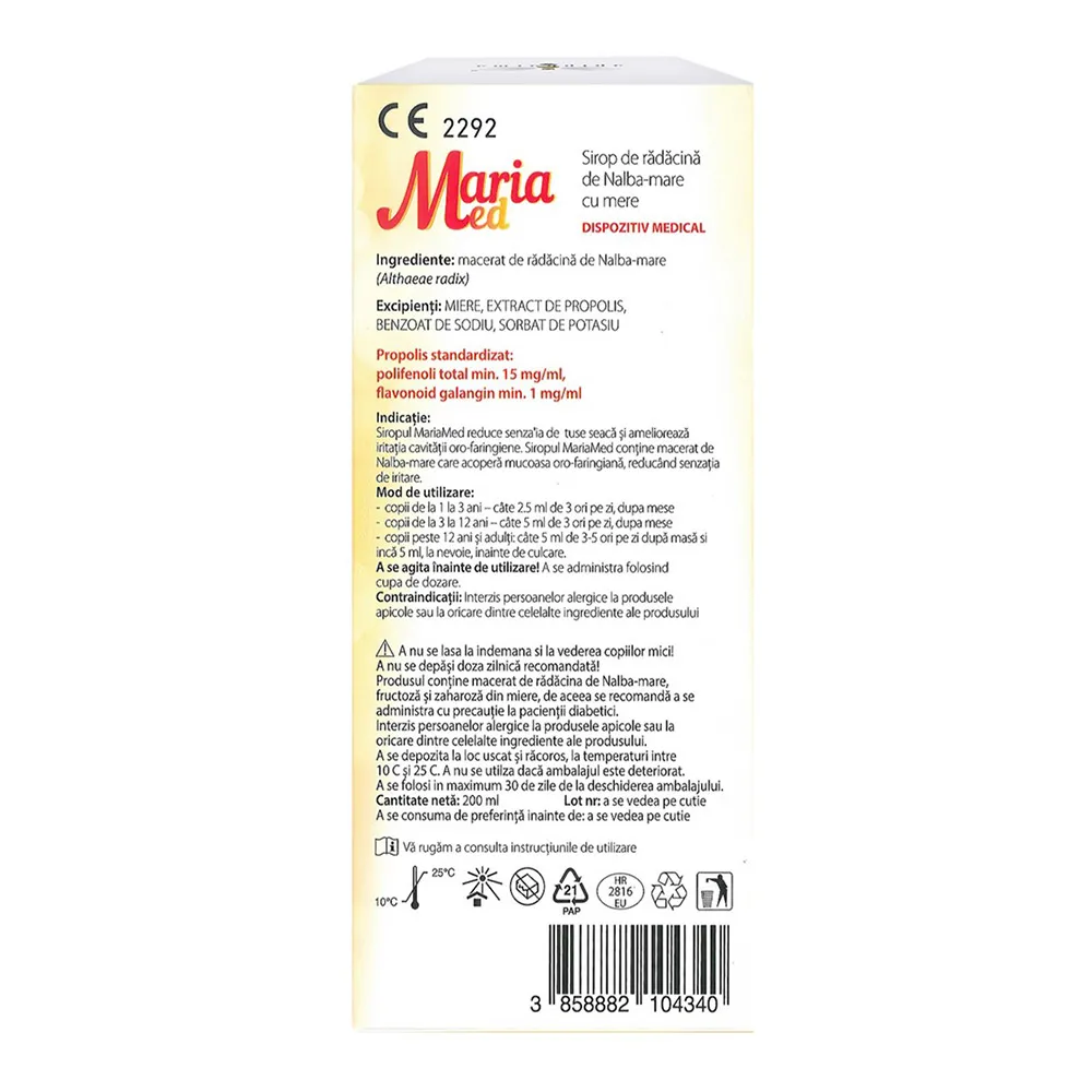 Sirop de radacina de Nalba-mare cu miere Maria Med, 200 ml, Apipharma