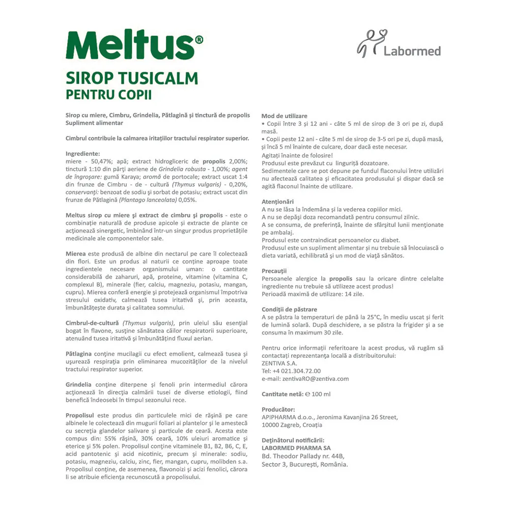 Meltus Tusicalm sirop pentru copii, 100ml, Labormed