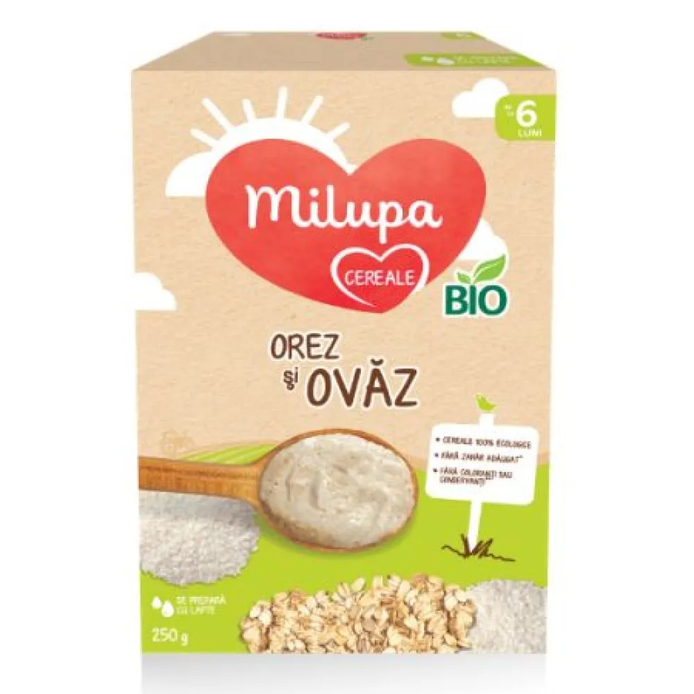 Milupa Cereale Bio Orez si Ovaz +6 luni x 250g