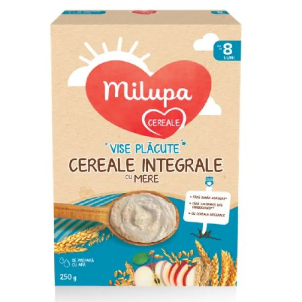 Milupa Vise Placute Cereale Integrale cu Mere 8+ x 250 g