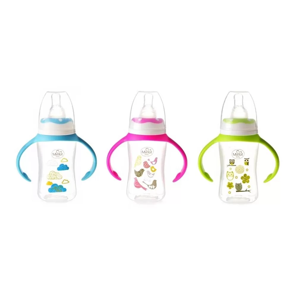 Minut Biberon Plastic cu Manere x 125 ml