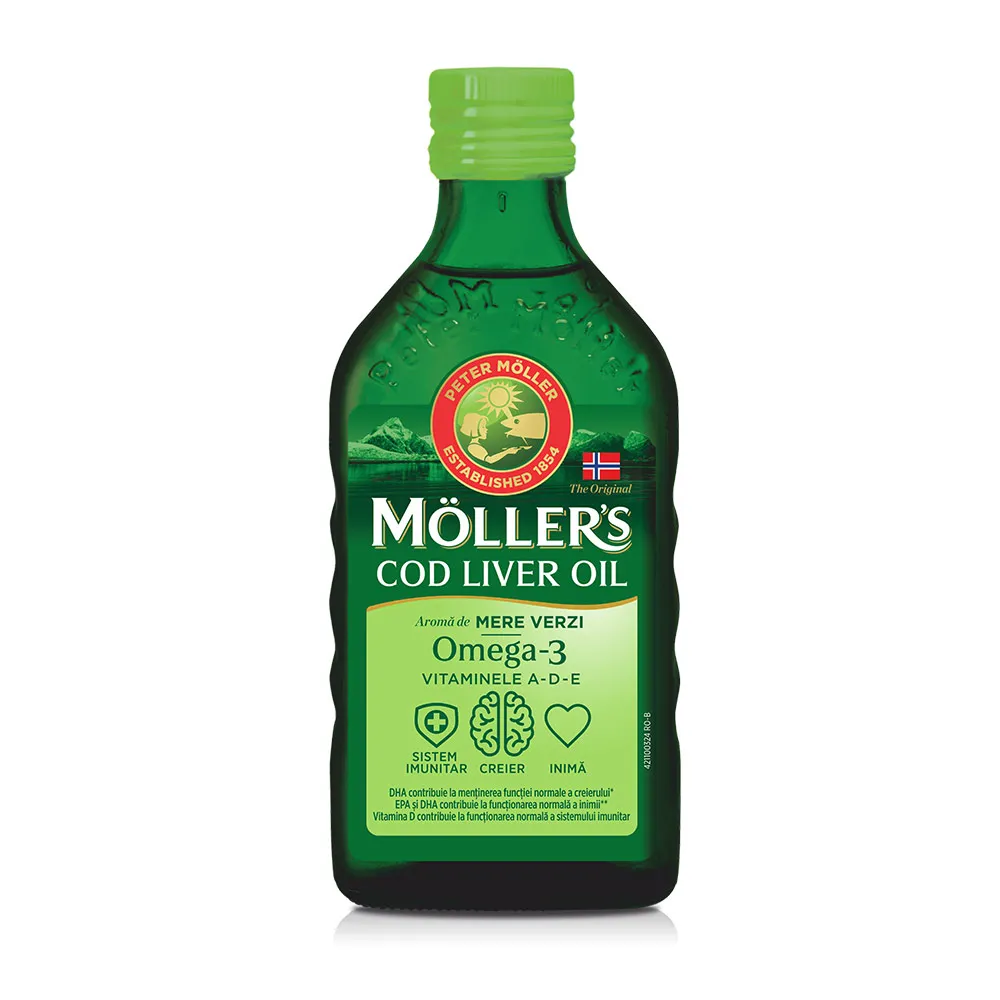 Mollers Cod liver oil Omega-3 aroma de mere, 250 ml, Orkla Health