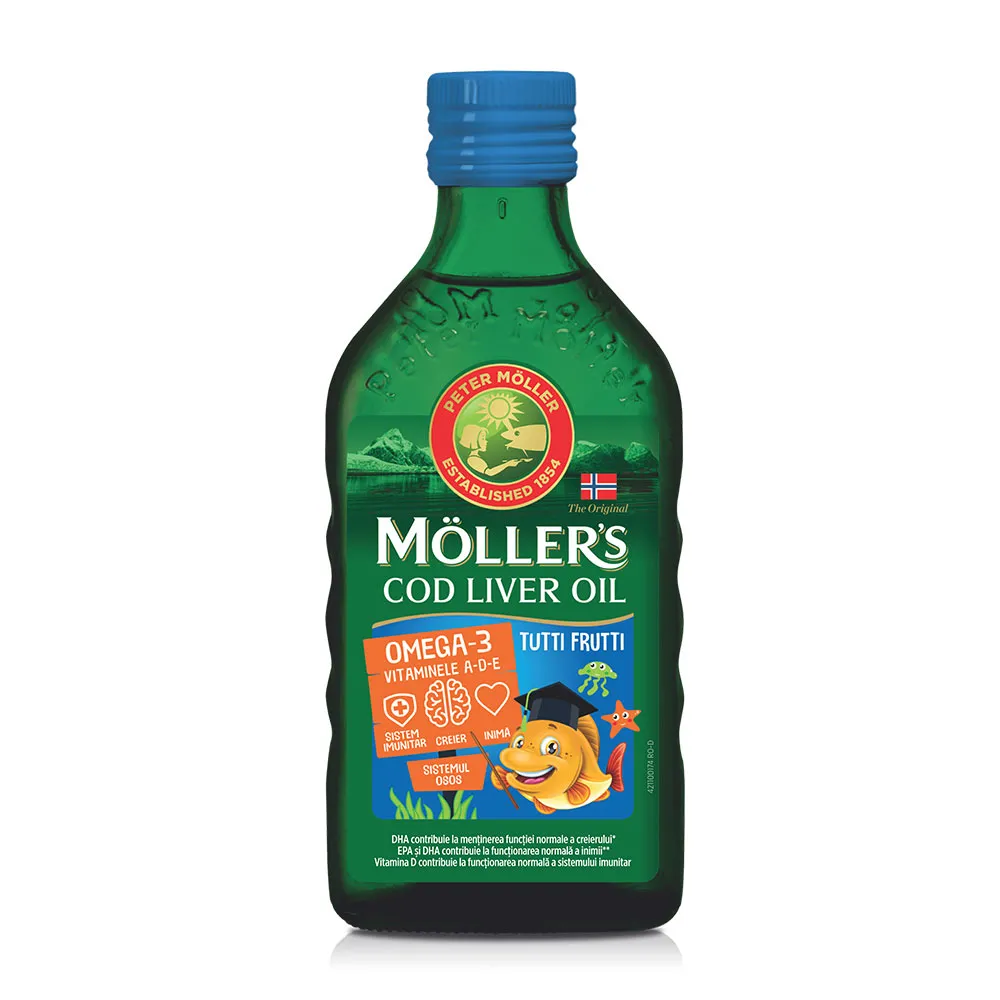 Mollers Cod liver oil Omega-3 aroma tutti-frutti, 250 ml, Orkla Health