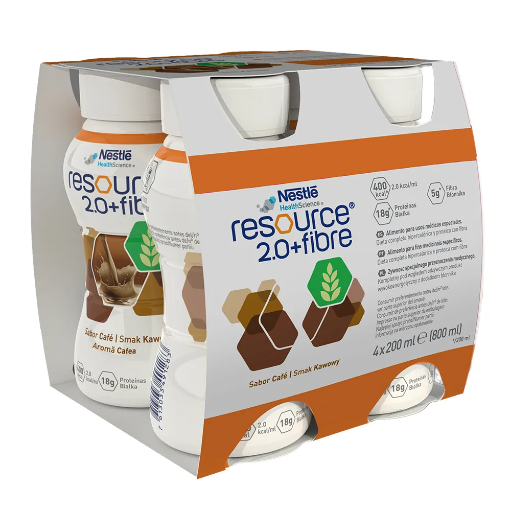 Resource 2.0 + Fibre cu aroma de cafea, 4 x 200 ml, Nestle