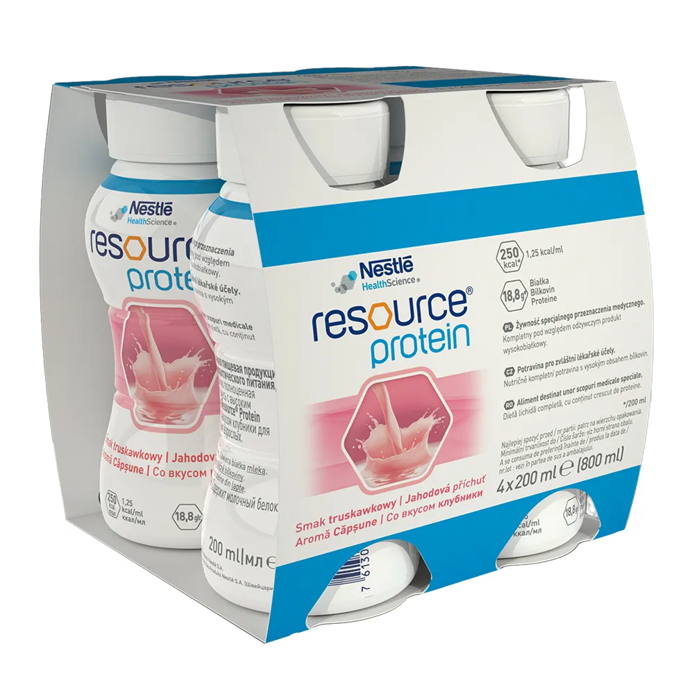 Proteine cu Aroma de Capsuni +3ani Resource 2.0, 200ml, 4 bucati, Nestle