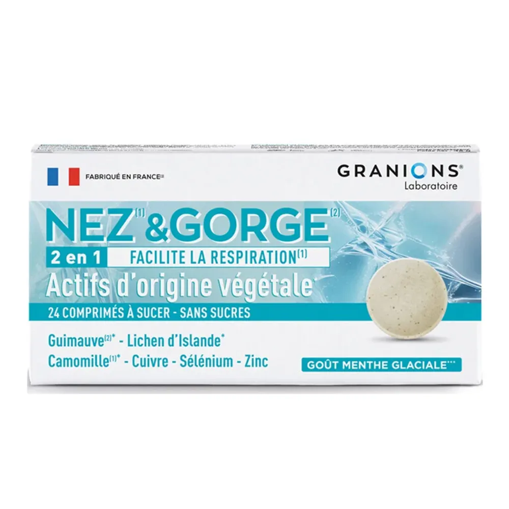 Comprimate mentolate pentru gat si nas Nez Gorge, 24 comprimate, Granions