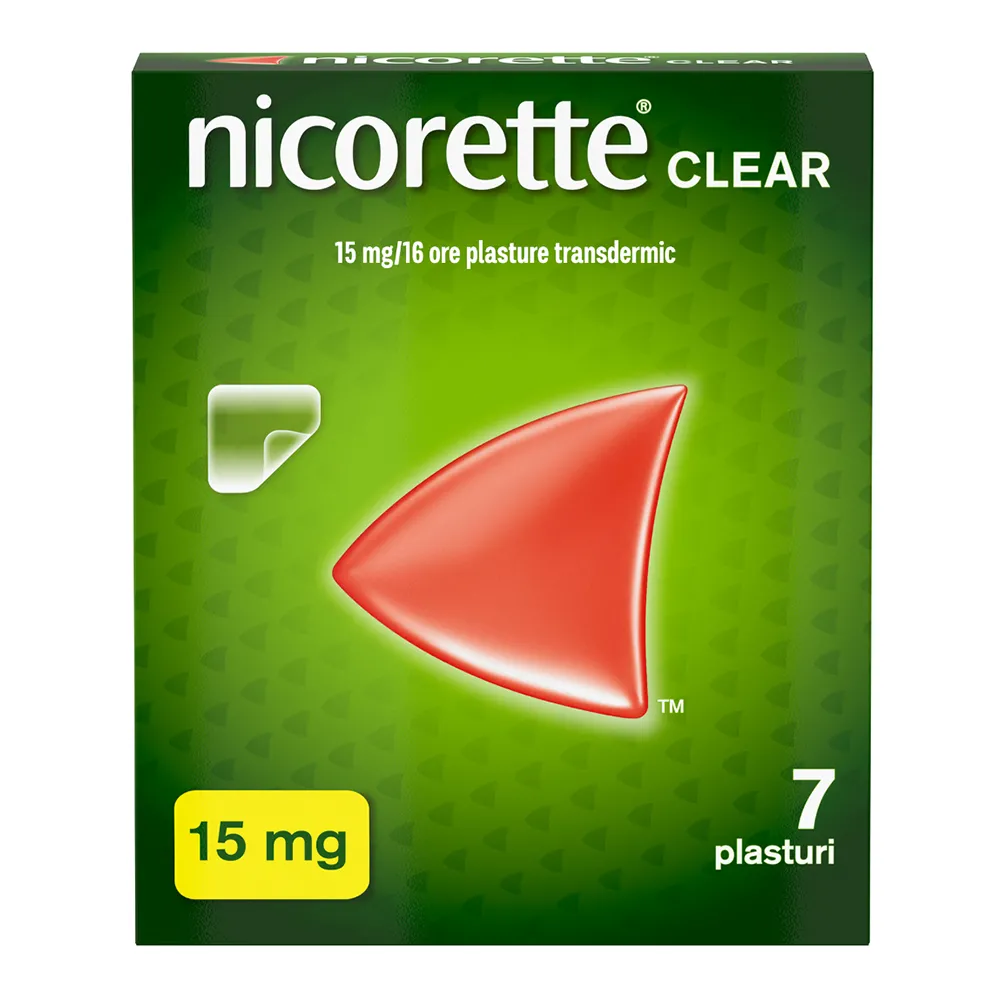 Plasturi transdermici cu nicotina, 15 mg/16 h, 7 bucati, Nicorette