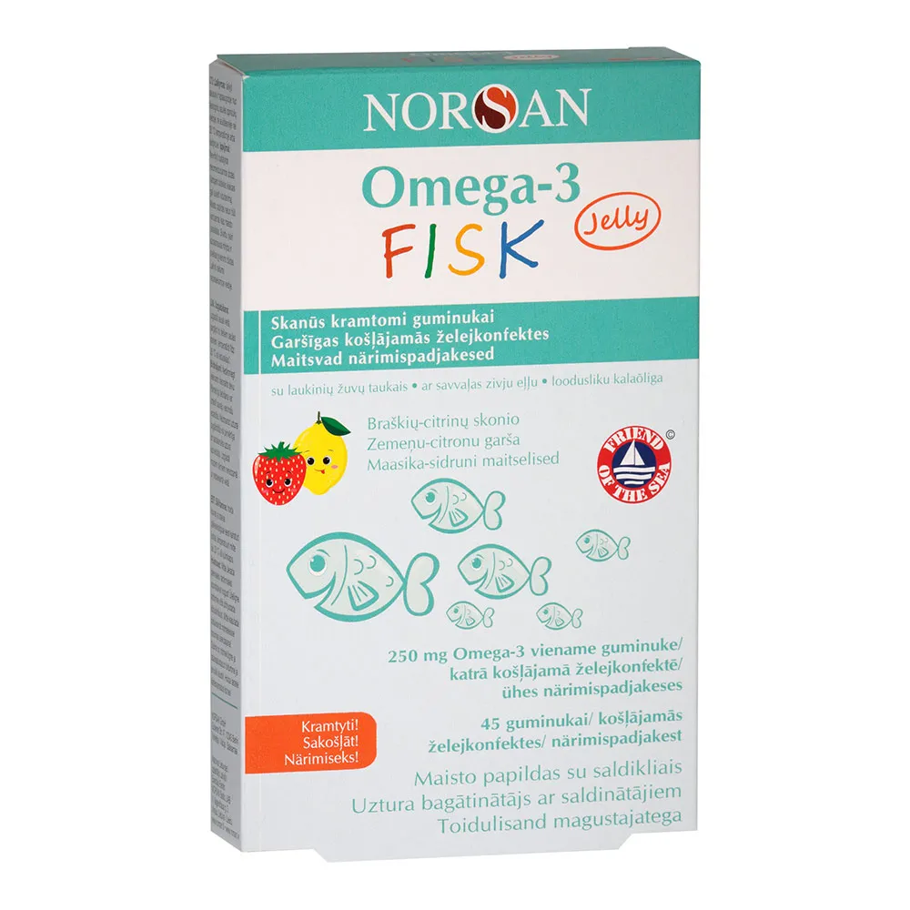 Omega-3 Fisk, 45 jeleuri, Norsan