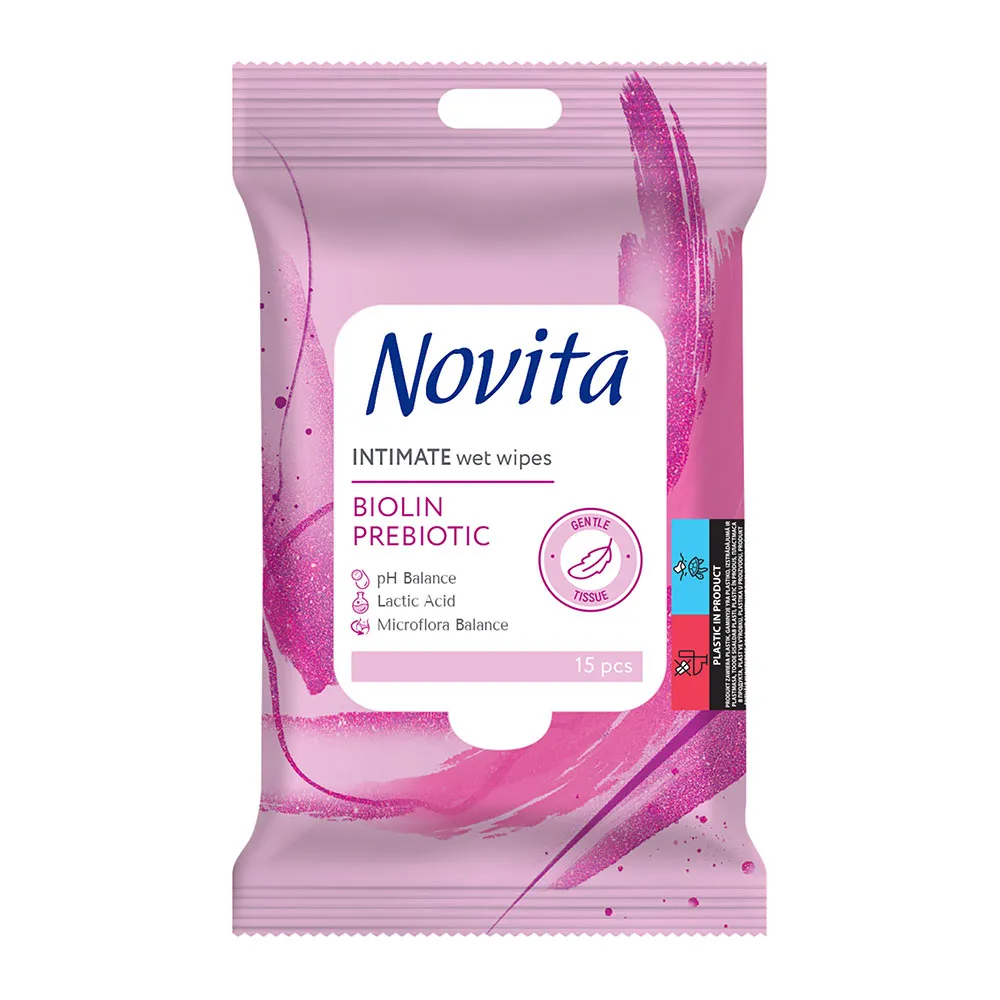 Servetele Umede Intime Prebiotic Biolin, 15 buc, Novita