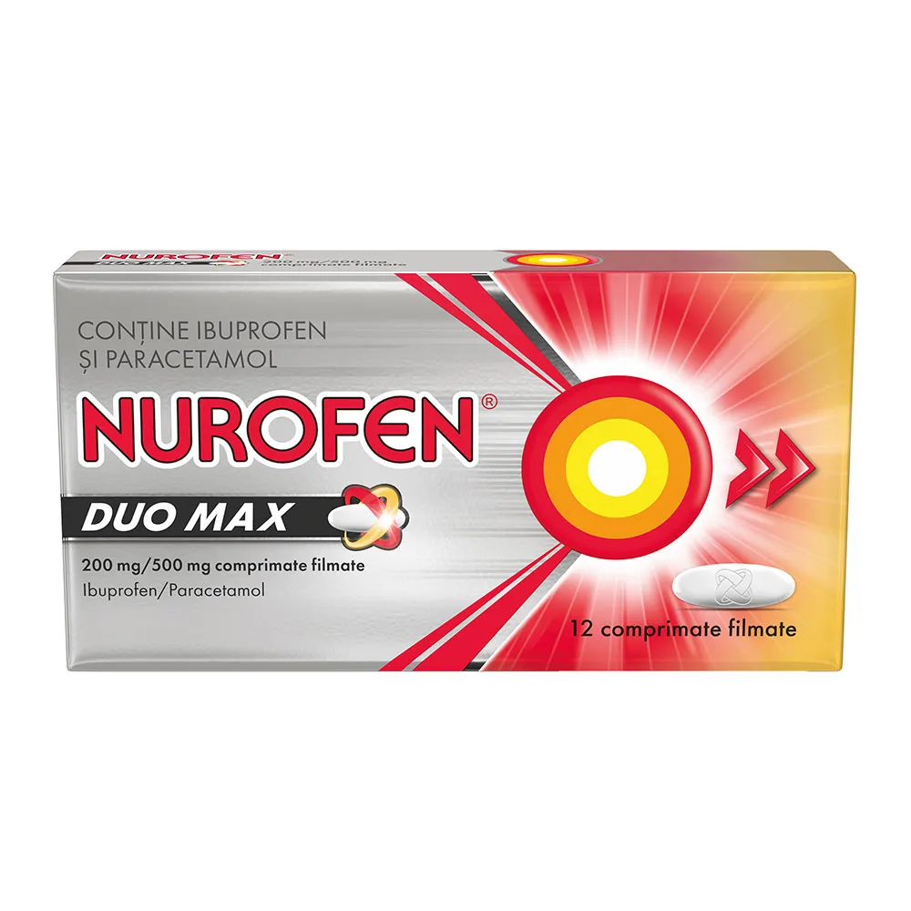 Nurofen Duo Max 200mg/500mg, 12 comprimate filmate, Reckitt