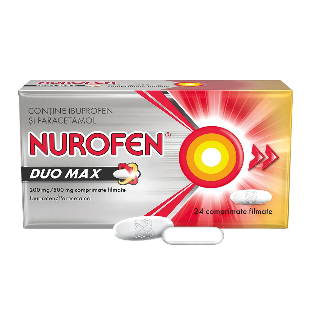 Nurofen Duo Max 200mg/500mg, 24 comprimate filmate, Reckitt