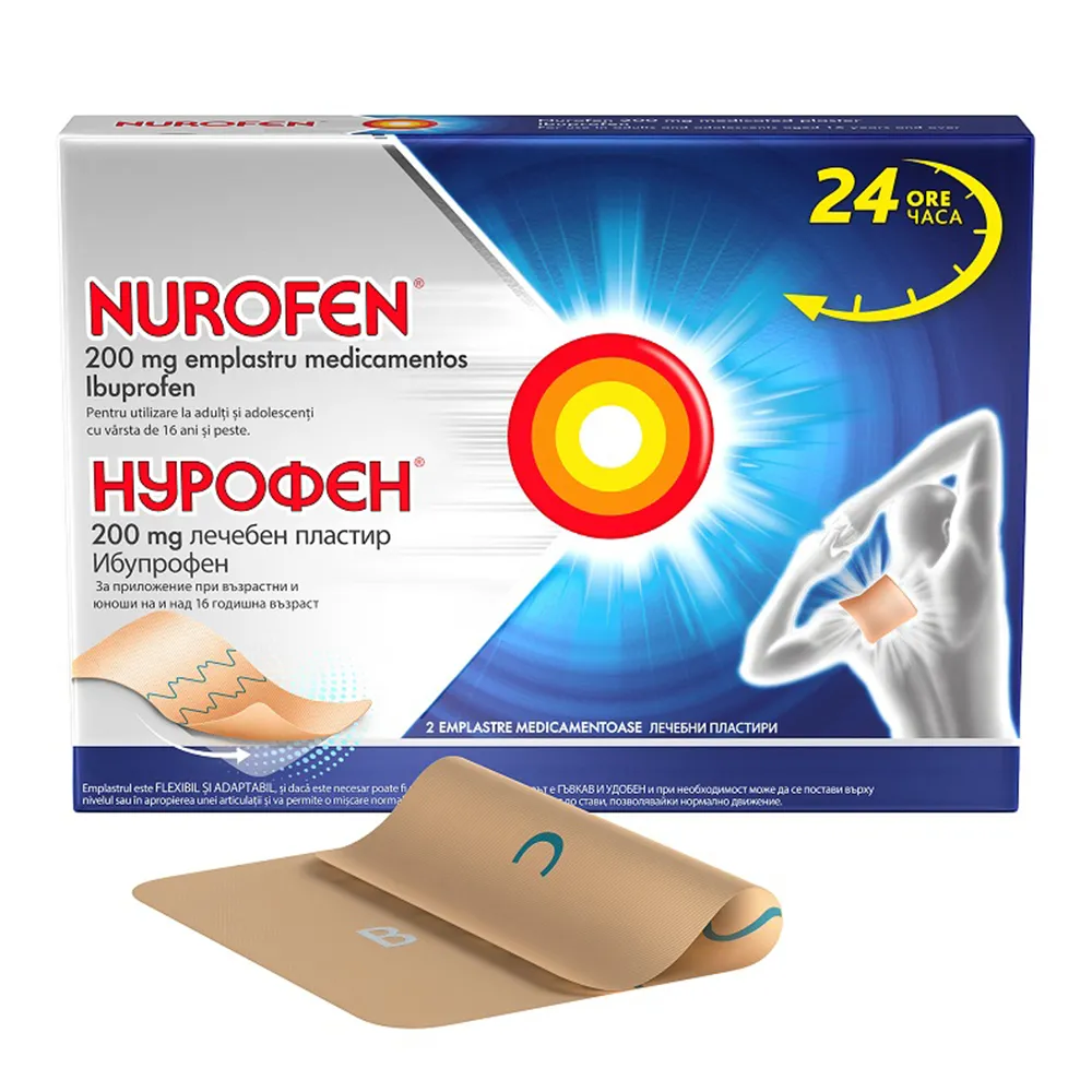 Nurofen emplastru medicamentos, 200 mg, 2 bucati, Reckitt Benckiser