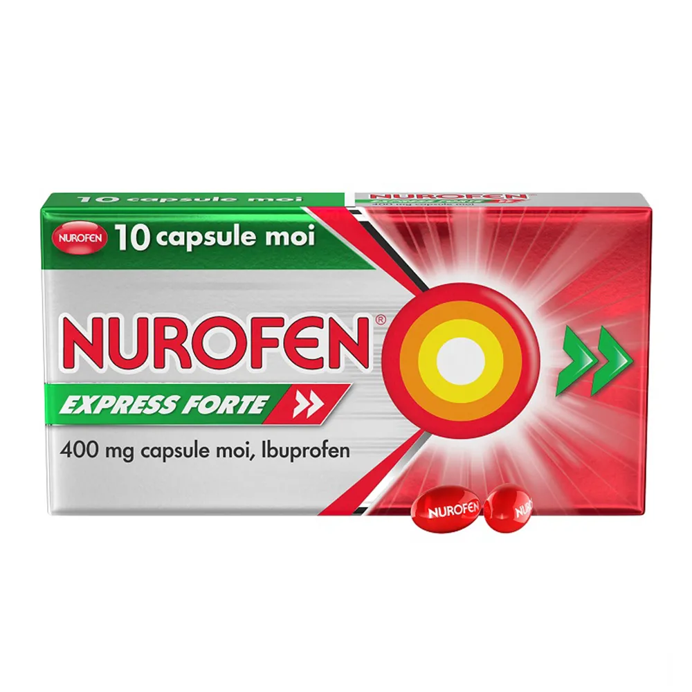 Nurofen Express Forte, 400 mg, 10 capsule moi, Reckitt Benckiser