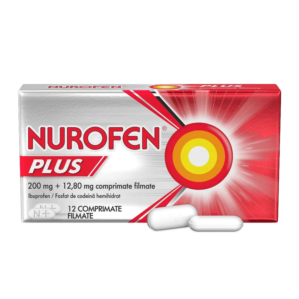 Nurofen Plus, 200 mg/ 12.80 mg, 12 comprimate filmate, Reckitt Benckiser