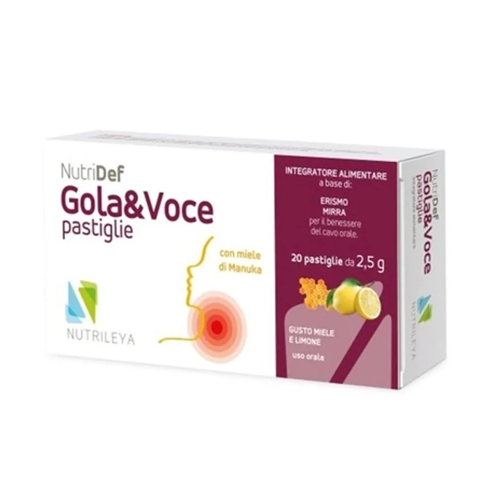 Nutridef gola&voce lamaie si miere de Manuka fara zahar, 20 dropsuri, Nutrileya